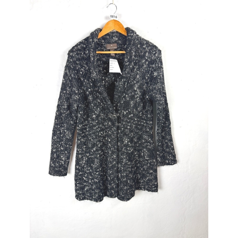2/$30 Fenn Wright Manson Black/White Wool Alpaca Mohair Blend Knit Jacket XL
